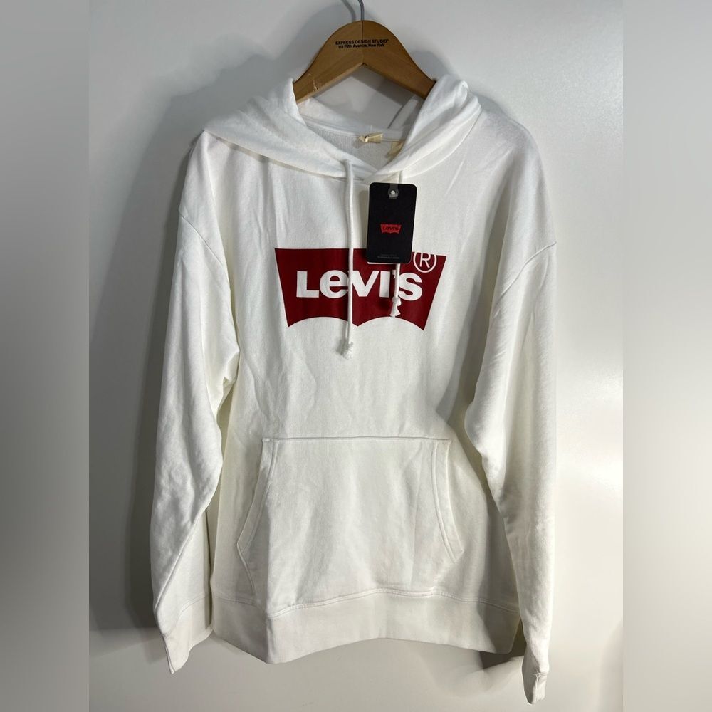 Levi's White and Red Hoodie